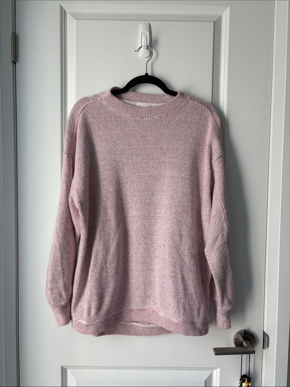 AERIE Oversized Light Pink&White Mockneck Sweater